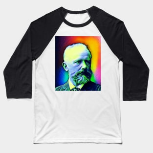 Pyotr Ilyich Tchaikovsky Colourful Portrait | Pyotr Ilyich Tchaikovsky Artwork 6 Baseball T-Shirt